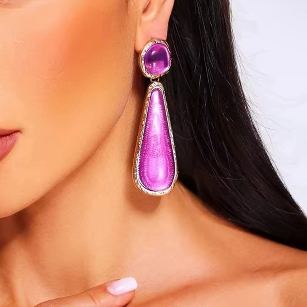 Zara Selena Gomez Gold Pink Resin Earrings